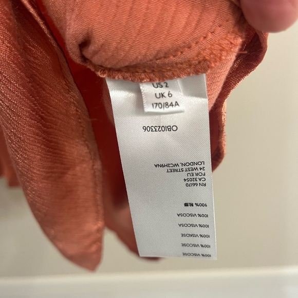 NWT $130 Anthropologie Maeve Cassia Rust Tiered ruffle Midi Skirt Orange Satin 2 - Picture 8 of 8